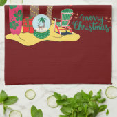 Linge De Cuisine Joyeux Noël à la plage (Plié)