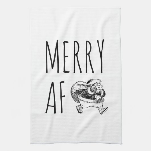 Linge De Cuisine Joyeux Noël AF Funny Santa (Vertical)