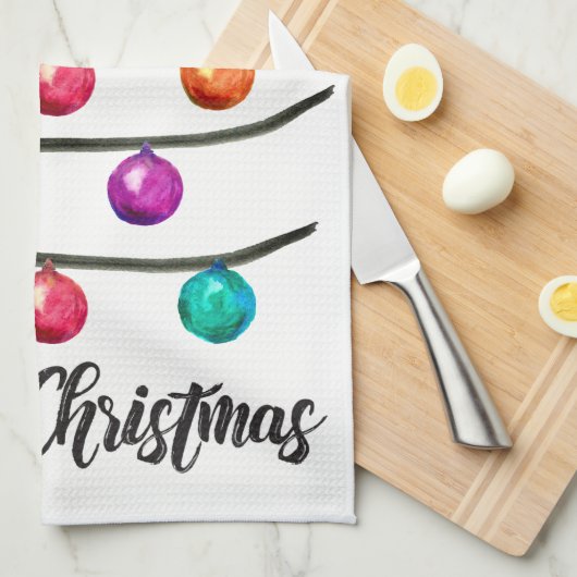 Linge De Cuisine Joyeux Noël, Aquarelle (Quart Plié)