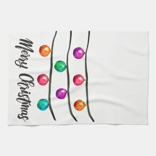 Linge De Cuisine Joyeux Noël, Aquarelle (Horizontal)
