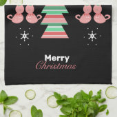 Linge De Cuisine Joyeux Noël Arbre Motif de chat (Plié)