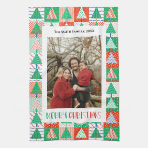 Linge De Cuisine Joyeux Noël Arbres de Noël Patchwork Modernes