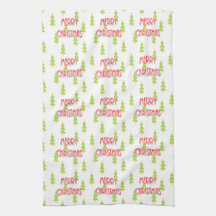Linge De Cuisine joyeux noël arbres modern mid century