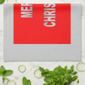 Linge De Cuisine Joyeux Noël Argent Et Rouge (Plié)