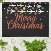 Linge De Cuisine Joyeux Noël Avion Vacances Arbre (Plié)