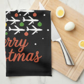 Linge De Cuisine Joyeux Noël Avion Vacances Arbre (Quart Plié)