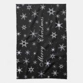 Linge De Cuisine Joyeux Noël Black Snowflakes (Vertical)
