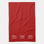 Linge De Cuisine Joyeux Noël blanc sur la typographie rétro rouge (Vertical)