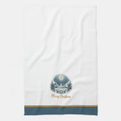 Linge De Cuisine Joyeux Noël bleu et or (Vertical)