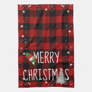 Linge De Cuisine Joyeux Noël Bonhomme de Neige Buffalo Plaid