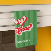 Linge De Cuisine Joyeux Noël Calligraphie Retro Style Rouge Vert