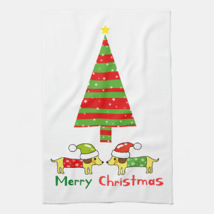 Linge De Cuisine Joyeux Noël (Chiens de Père Noël)