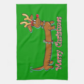 Linge De Cuisine Joyeux Noël Dachshund (Vertical)