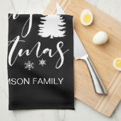 Linge De Cuisine Joyeux Noël d'arbre blanc personnalisé moderne (Quart Plié)