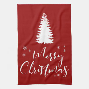 Linge De Cuisine Joyeux Noël d'arbre noir personnalisé moderne