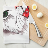 Linge De Cuisine Joyeux Noël de chat blanc mignon (Quart Plié)