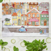 Linge De Cuisine Joyeux Noël drôle Whimsical mignonne ville d'hiver (Plié)
