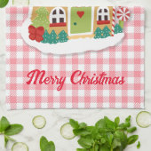 Linge De Cuisine Joyeux Noël Gingpain Maison rose En vichy (Plié)