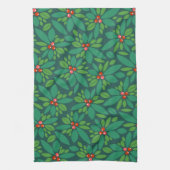 Linge De Cuisine Joyeux Noël Holly modèle floral (Vertical)