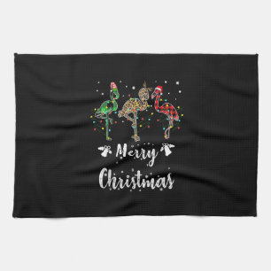 Linge De Cuisine Joyeux Noël Leopard Rouge Vert Flamant rose Plaid