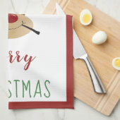 Linge De Cuisine Joyeux Noël mignonne Reindeer Mistletoe Rouge Vert (Quart Plié)