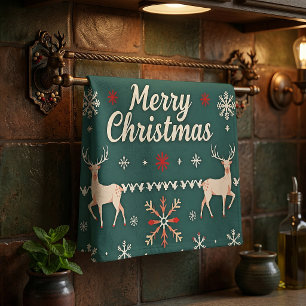 Linge De Cuisine Joyeux Noël motif nordique