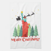 Linge De Cuisine Joyeux Noël New York Santa Claus Statue De Lib (Vertical)