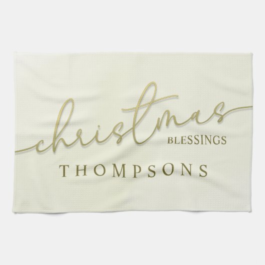 Linge De Cuisine Joyeux Noël or Script personnalisé (Horizontal)