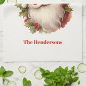 Linge De Cuisine Joyeux Noël Père Noël Vintage (Plié)