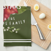 Linge De Cuisine Joyeux Noël personnalisé vert foncé blanc (Quart Plié)