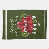 Linge De Cuisine Joyeux Noël personnalisé vert foncé blanc (Horizontal)