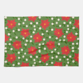 Linge De Cuisine Joyeux Noël Poinsettia Motif Pois (Horizontal)