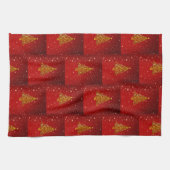 Linge De Cuisine Joyeux Noël Red Gold Tree étoiles (Horizontal)