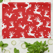 Linge De Cuisine Joyeux Noël Reindees Red Holiday (Plié)