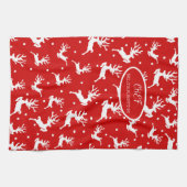 Linge De Cuisine Joyeux Noël Reindees Red Holiday (Horizontal)