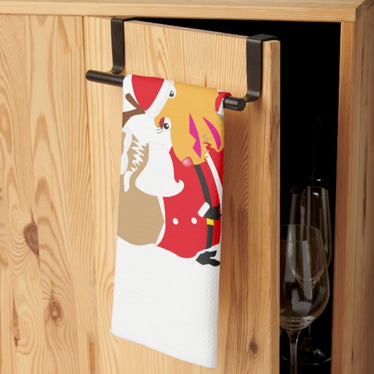 Linge De Cuisine joyeux noël, rennes santa claus dinosaures (Pliage en tiers)