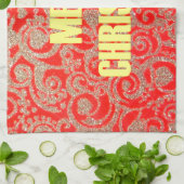 Linge De Cuisine Joyeux Noël Rouge et Gold Collection (Plié)