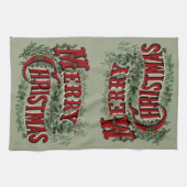 Linge De Cuisine Joyeux Noël rouge et vert (Horizontal)