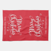 Linge De Cuisine Joyeux Noël rouge Script personnalisé (Horizontal)