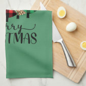 Linge De Cuisine Joyeux Noël Rouge Vert Buffle Noir Arbre Plaid (Quart Plié)