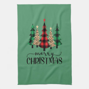 Linge De Cuisine Joyeux Noël Rouge Vert Noir Buffalo Carreaux Arbre