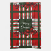 Linge De Cuisine Joyeux Noël Rouge Vert Plaid (Vertical)