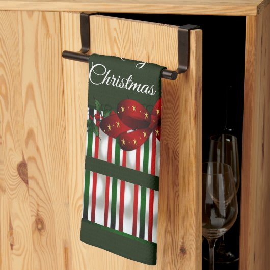 Linge De Cuisine Joyeux Noël Rouge Vert Plaid (Pliage en tiers)
