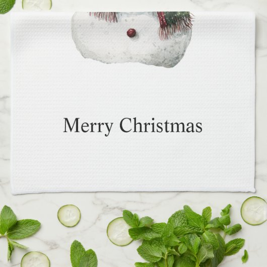 Linge De Cuisine Joyeux Noël Rouge Vert Snowman (Plié)