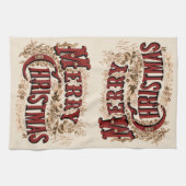Linge De Cuisine Joyeux Noël rustique (Horizontal)
