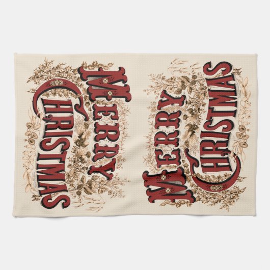 Linge De Cuisine Joyeux Noël rustique (Horizontal)