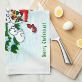 Linge De Cuisine Joyeux Noël ! Snowman avec amis (Quart Plié)