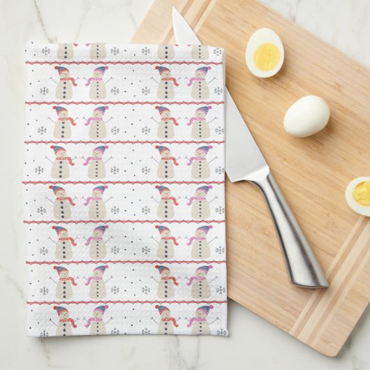 Linge De Cuisine Joyeux Noël Snowman Motif (Quart Plié)