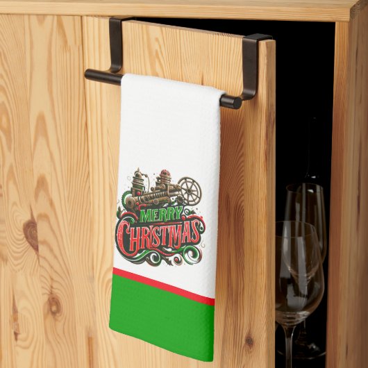 Linge De Cuisine Joyeux Noël steampunk (Pliage en tiers)