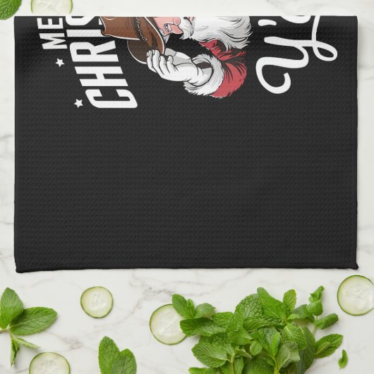 Linge De Cuisine Joyeux Noël Y'all Country Cowboy Père Noël (Plié)